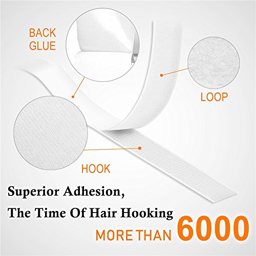 1 Inch x 32 Feet Self Adhesive Hook and Loop Strips by Holotap Fabric Fastener Interlocking Tape Sewing Compatible (White)