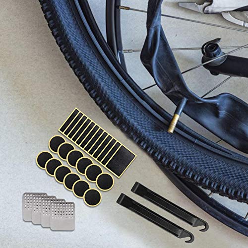 Eeneme 30pcs Bike Tire Repair Kit, Preglued Bicycle Tube Puncture Repair Tool Set with Metal