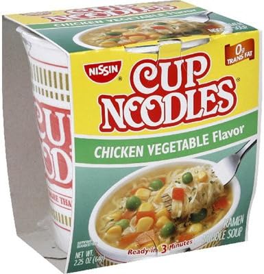 Nissin Cup Noodles Chicken Vegetable Flavor Soup 2.25 oz (Pack of 12)