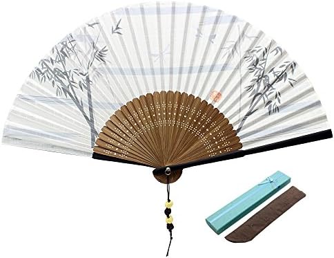 Jsswb Ivory Silk Folding Fans with Dragonflies