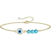 Evil Eye Bracelet Gold Plated 18K Stainless Steel Adjustable Charm Bracelet for Women Jewelry, Dainty Stackable Bracelet, Stylish Charm Accessory