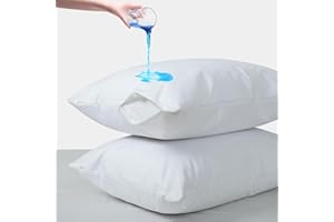 COTTON PASSION Waterproof Pillow Protectors with Zipper, King Size Pack of 2 Zippered Pillow Covers, Noiseless Pillow Encasement Cases 20 x 38 Inches