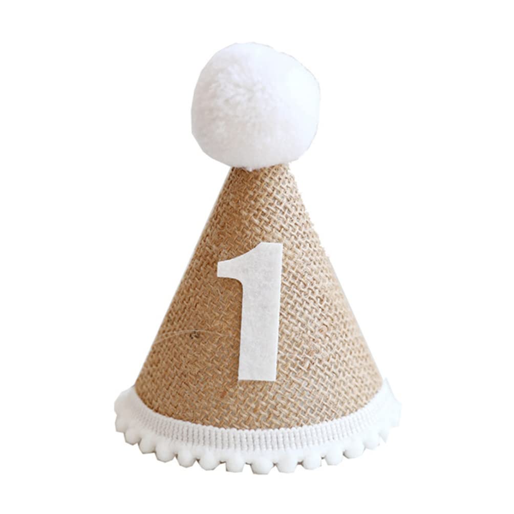 PRETYZOOM Kids Cone Hat - 1st Birthday Linen Headwear for Party Photo Prop