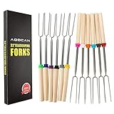 Aoocan Marshmallow Roasting Sticks Extending Roaster Set Of 12 Telescoping Smores Skewers & Hot Dog Forks 32 Inch Fire Pit Camping Cookware Campfire Cooking Kids Accessories – Free Bag