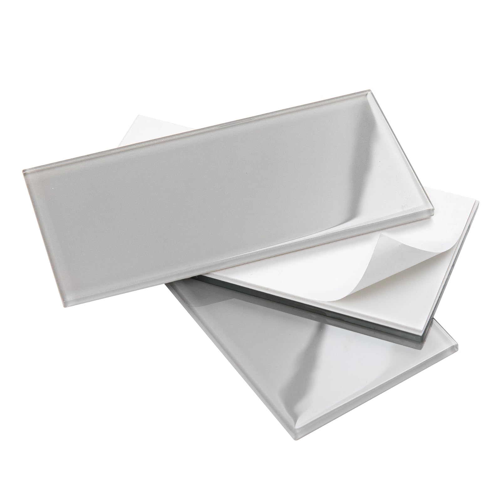 Photo 1 of Adedeo Glass Subway Tile 3 x 6 Inch Light Grey Glass Tile for Kitchen Backsplash Bathroom Wall Pack of 40 Sheets