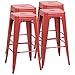 Furmax 30 Inches Metal Bar Stools Bar Height High Backless Stools Indoor Outdoor Stackable Kitchen Stools Set of 4 (Red)