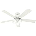 Hunter 52 inch Indoor Ceiling Fan with LED Lights - White Ceiling Fan with Pull Chain, For Bedroom, Living Room, or Kitchen, 