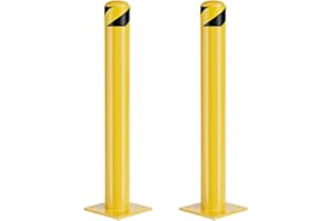 Aysiofdy Safety Bollard Post, 36 Inch Height Steel Bollards, 4.5 Inch Diameter Parking Bollard, Yellow Powder Coated Safety Parking Barrier Post, for Traffic Sensitive Areas (2 Pack, 42 inch)