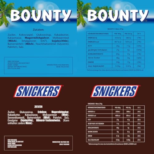 Mixed Minis Schokolade Großpackung, 20 Mini-Schokoriegel Snacks(Mars, Snickers, Bounty, Twix, Milky Way), als Süßigkeiten, Schokoladen Geschenk, Süßigkeiten Box,400g 9