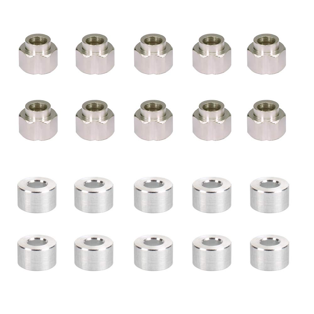 Befenybay 10PCS Hexagonal Eccentric Column, 10PCS Round Column, Height 6mm Inner Hole 5mm for V Wheel 3D Printer Parts (Eccentric Column 6mm Height)