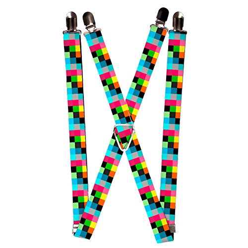 Colorful Scattered Checkers Checkered Pattern Suspenders