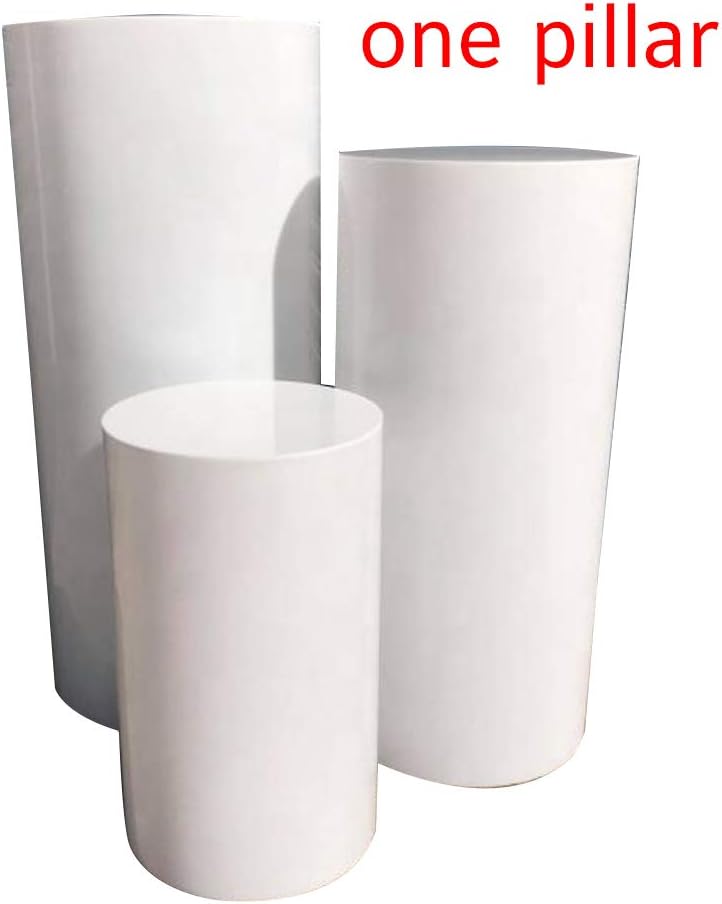 LUGUNU Acrylic Display Cylinder Pedestal Art Decor Stand Round Pillar Plinth for Party & Holiday Wedding DIY Decorations Support Customize (White, D250MM×H650MM)