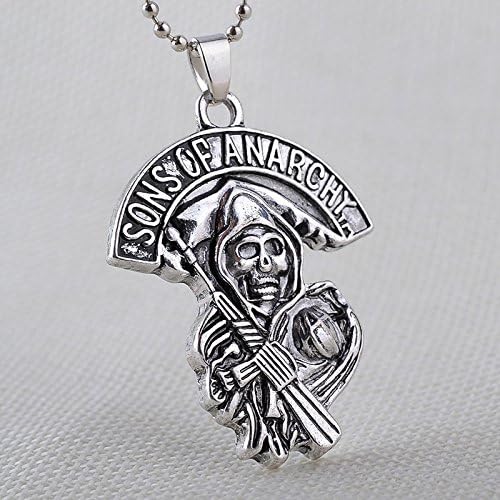 wanmanee Men's Jewelry Gifts Silver Charm Sons Of Anarchy Retro Skull Pendant Necklace