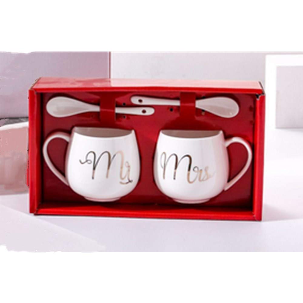 Mr and Mrs Couples Coffee Mugs - 12oz Ceramic Coffee Mug Couples Sets - Funny His And Her Gifts - Double Bowl Ceramic Bowl Couple Cup Mug Milk Water Tea Cup Drink Home Office Cup Valentine Gift