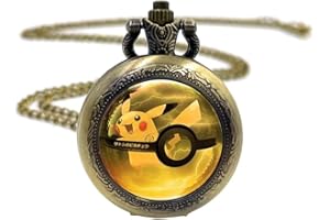 Joyplancraft Anime Monsters Glass Dome Pocket Watch Eevee Evolutios Cartton Watch Necklace