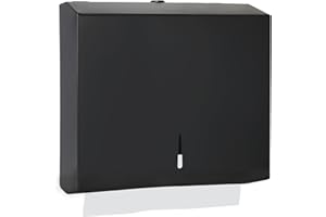 Stardrix Paper Towel Dispenser Wall Mount, Matte Black Stainless Steel Commercial Paper Towel Holder with Lock, Large Capacity 250 C Fold/300 Multifold Towels