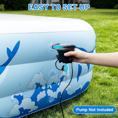 Large Inflatable Swimming Pool with Light, 12FT X 6.2FT Solar Blow Up Pool Inflatable Pool for Kids Adults, Durable Thickened 7 Color Family Kiddie Pool for Backyard Outdoor