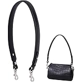 PH PandaHall Short Bag Strap, 28.5 Inch (72.5cm) Purse Strap 1.4 Inch Wide Leather Replacement Shoulder Strap with Sliver Metal Clasps for Women DIY Underarm Bag Crossbody Shoulder Bag Handbag, Black