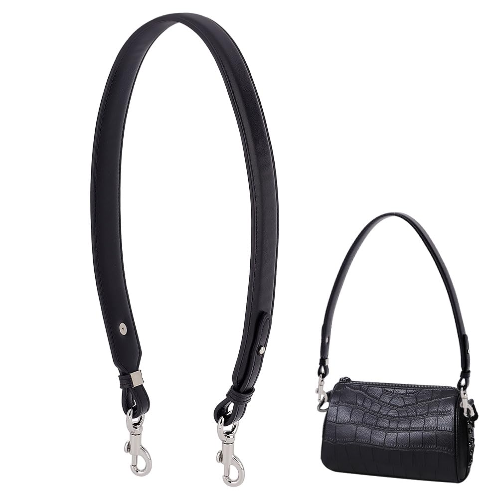 Photo 1 of PH PandaHall Short Bag Strap, 28.5 Inch (72.5cm) Purse Strap 1.4 Inch Wide Leather Replacement Shoulder Strap with Sliver Metal Clasps for Women DIY Underarm Bag Crossbody Shoulder Bag Handbag, Black