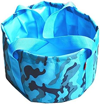 UQueen Creative Outdoor Travel Picnic Automotive Hotel Portable Folding Multipurpose Fruits Vegetables Tableware Cleaning Basin Washbasin Washbowl Footbath (Camo Blue)