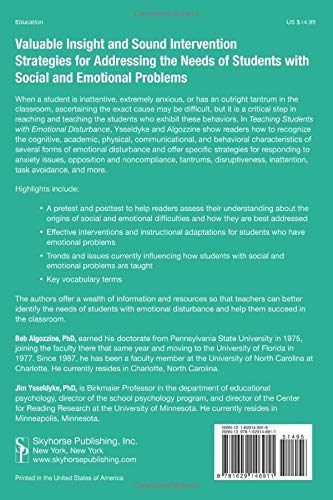 Teaching Students With Emotional Disturbance A Practical Guide For Every Teacher A Practical Approach To Special Education For Every Teacher Algozzine Bob Ysseldyke Jim 9781629146911 Amazon Com Books