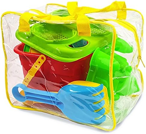Big Sand Toys Castle Building Kit for Kids - Large Beach Toys Set Models w/ Large Bucket, 3 Castles, Animal Kinetic Sand Molds, Rake, Shovel, Sifter, Watering Can in Reusable Zippered Toy Storage Bag