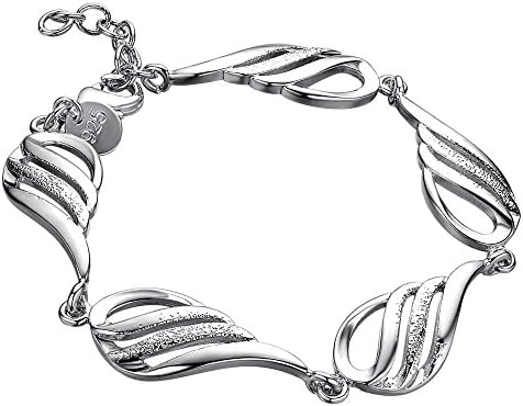 Purmy Bracciale da Donna Bracciale in Argento Placcato Bellissimo Mood Braccialetto Con Le Foglie Nella Foresta Argento 20CM
