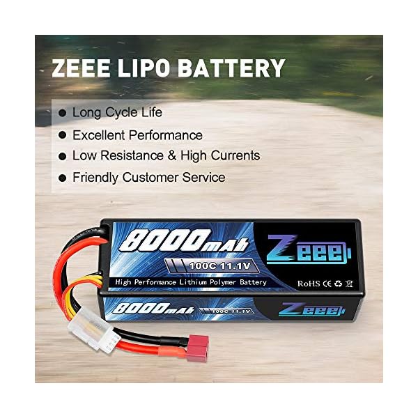 Zeee 3S Lipo Akku 11,1V 8000mAh 100C Hardcase Batterie mit Deans T Stecker für RC Evader BX Auto Car Truck LKW Truggy RC… – Bild 3