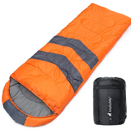 MalloMe Single Camping Sleeping Bag - 4 Season Warm Weather and Winer, Lightweight, Waterproof - Great for Adults & Kids - Excellent Camping Gear Equipment, Traveling, and Outdoor Activities