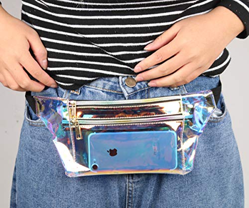 image for Mum's memory Holographic Fanny Pack for Women - Metallic Sport Waist P
