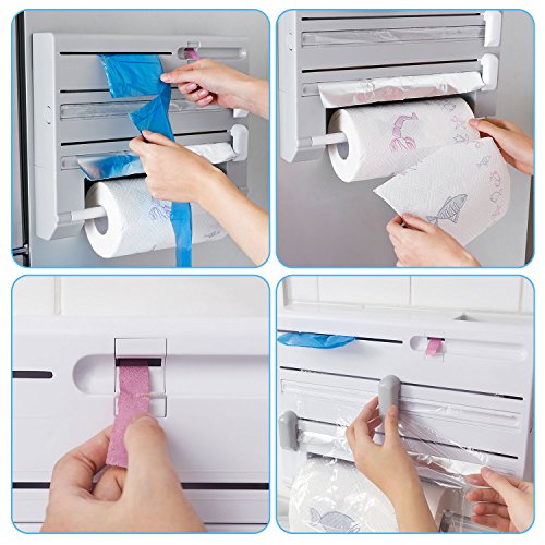 ConsWin 6in1 WallMounted Paper Towel Holder,Plastic Wrap and Tin