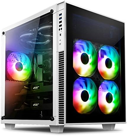 anidees AI-CL-Cube-W-PM ATX Steel/Tempered Glass Cube PC Case Support E-ATX, 280/240 Radiator - White(RGB Version)