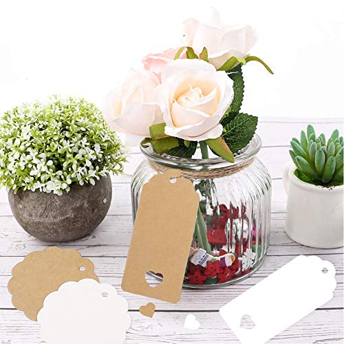 SallyFashion Kraftpapier Anhänger, 200 Stk. Geschenkanhänger Etiketten Kraftpapier Tags Karten mit Jute Schnur für Hochzeit Geschenk Weihnachten