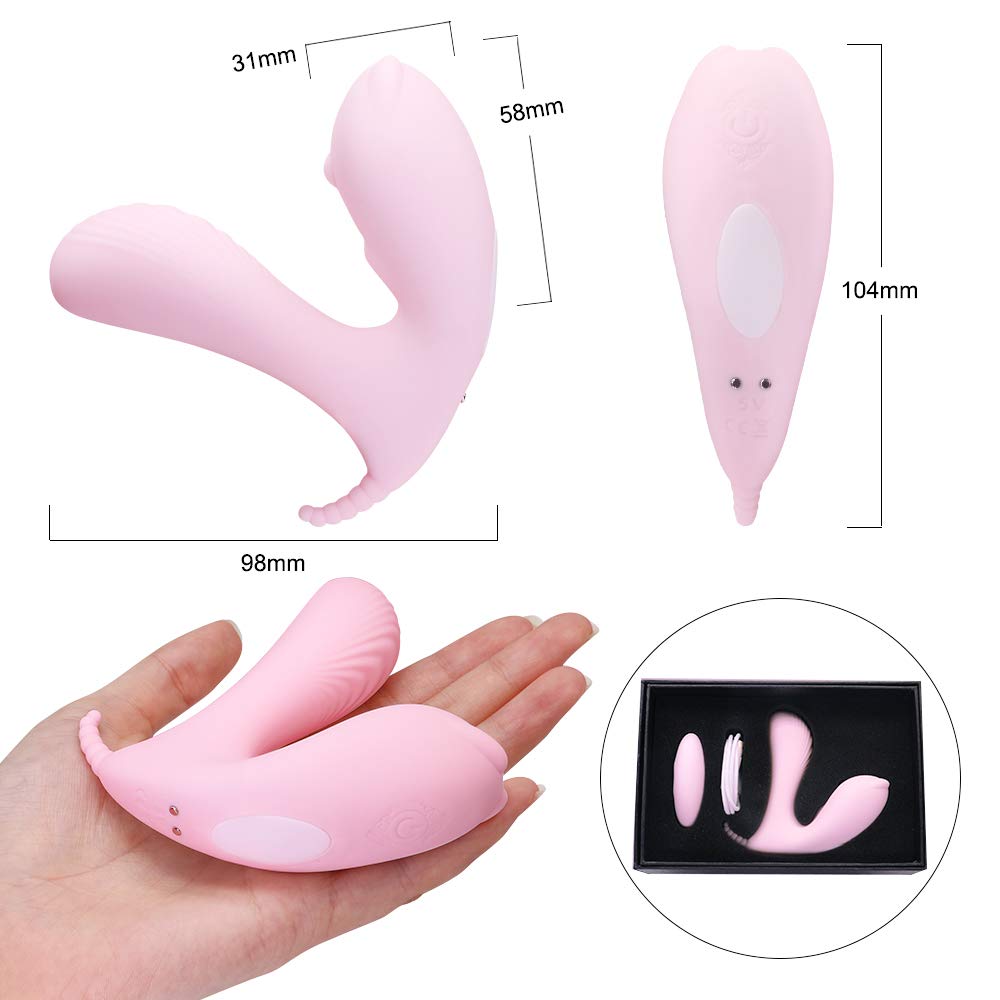 Butterfly Vibratoren für Sie mit Fernbedienung, Wearable Klitorisstimulator, Vibrator für sie Klitoris und G-punkt Stimulation, Silikon Paarvibrator Massagegerät Rabbit-Vibratoren mit 9 Frequenzen, 100% Wasserdicht, Rosa