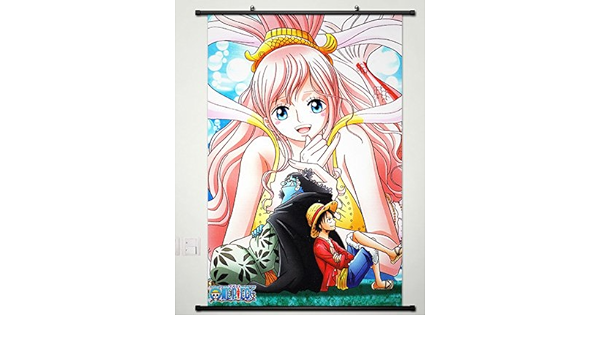 Amazon Com One Piece Wall Scroll Poster Fabric Painting For Anime Shirahoshi Monkey D Luffy Jinbe 275 S Posters Prints