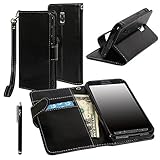 Galaxy S5 ACTIVE Case, Galaxy S5 Active Flip Case - E LV Deluxe PU Leather Folio Wallet Case Cover for Samsung Galaxy S5 Active SM-G870 (Water Resistant Model) - Black