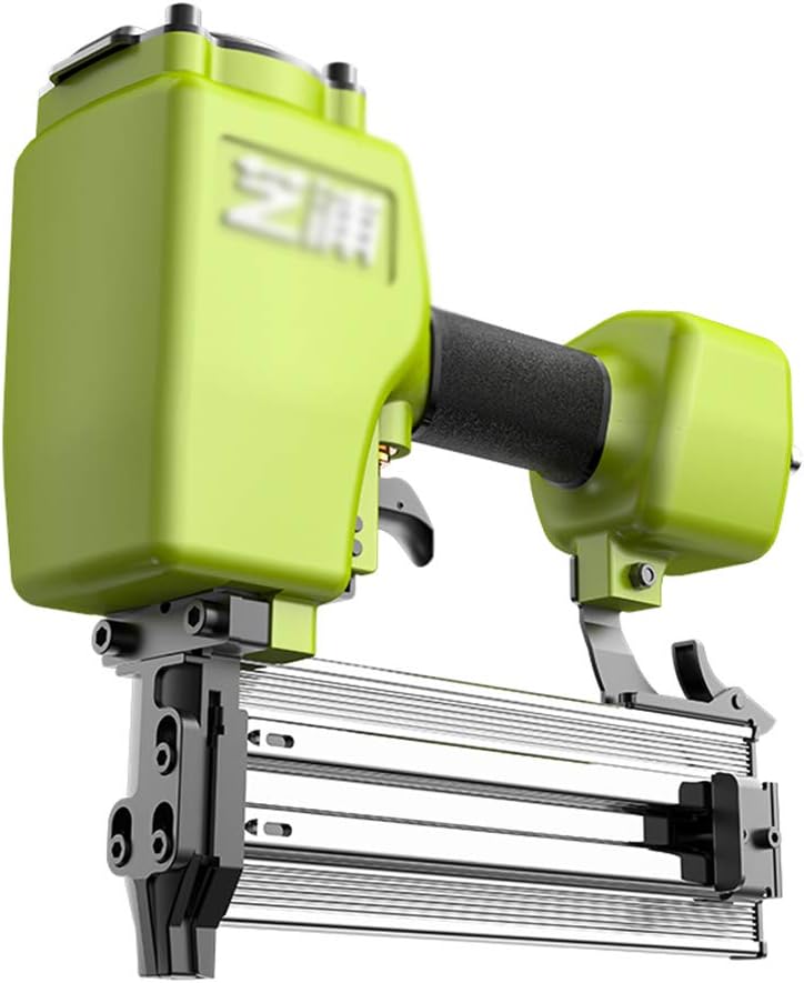 Amazon Co Jp エアーネイルガン50mm 耐久性のあるアルミニウム製のゲージネイラー ホッチキス偶発的な発火防止のためのハウジング深さ制御安全スイッチ グリーン ホーム キッチン