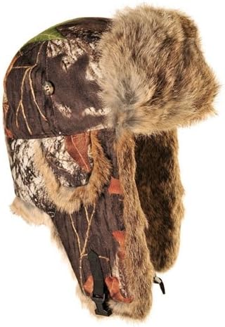 Mad BomberMossy Oak Breakup Saddlecloth Aviator Pilot Hat Real Rabbit Fur Trapper Hunting Cap