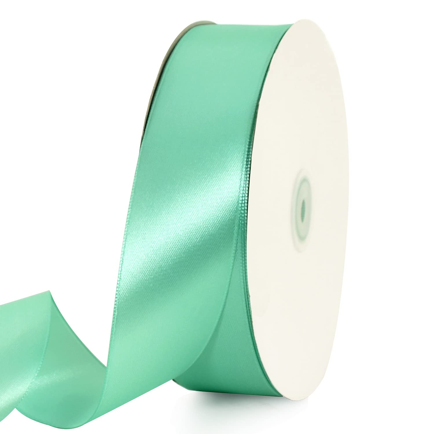 TONIFUL 1-1/2 Inch (40mm) x 100 Yards Turquoise Blue Wide Satin Ribbon Solid Fabric Ribbon for Gift Wrapping Chair Sash Valentine's Day Wedding Birthday Party Decoration Hair Floral Craft Sewing