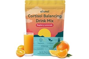 elional Cortisol Drink Mix for Mental Clarity & Digestive Comfort – Ashwagandha + L-Theanine Powder – Raspberry Lemonade Flavor – 20 Single-Serve Packets (Raspberry Lemonade)