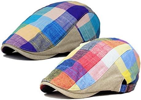 ZLSLZMen's Unisex Newsboy Hat Cotton Flat Plaid Ivy Irish Cabbie Caps (RB-12)