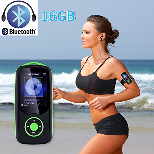 Mp3 Player with Bluetooth,Timmy Built in 16GB Portable Digital Music player (Green)