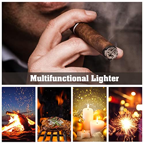 LcFun Torch Lighter Fuel Refillable Lighters 4 Jet Lighter with Punch Quad Flame Torch Cigar