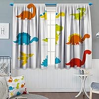 Anhounine Dinosaur,Blackout Curtain,Cute and Funny Dinosaurs Set Cartoon Style Colorful Collection Kids Nursery Theme,Blackout Draperies for Bedroom,Multicolor,W55 x L39 inch