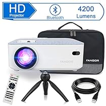FANGOR HD Bluetooth Projector, 4200 Lux Portable LCD Projector 720P Native Resolution with Carrying Bag and Tripod, Compatible with Smartphone, TV Stick, Roku, PS4, Xbox, Full HD 1080P Supported