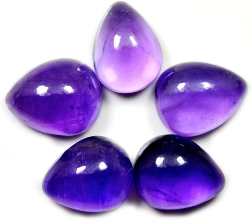 Real Cabochon Amethyst 3 Carat Loose Wholesale Gemstone Lots 5 Pieces Pear Shape Wholesale for Jewelry