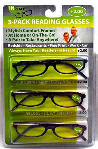 In Reach 3 Pack Reading Glasses (2.00)