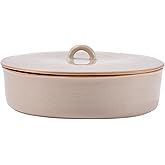 Bico Light Beige 9 inch Stoneware Tortilla Warmer with Lid, Microwave and Dishwasher Safe, Taco Holder for Mexican Fiesta Party, Taco Tuesday, Cinco De Mayo