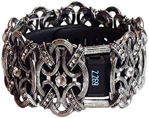 FitBit Charge Bracelet and FitBit Charge HR Bracelet: Windsor Knot in Antique Silver with Window - Petite