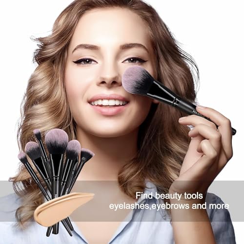 MAANGE 18 Pcs Premium Synthetic Make up Brushes Set Soft Foundation Powder Eyeliner Eye Shadow Makeup Brush Set Professional (Black)
